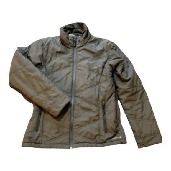 Merrell Women Grey Turtleneck Jacket Size XS Full Zip Puffer Jacket Zip-Pockets - Picture 2 of 10
